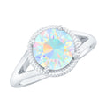 Certified Real 8 mm Round Ethiopian Opal Split Shank Engagement Ring with Twisted Rope
