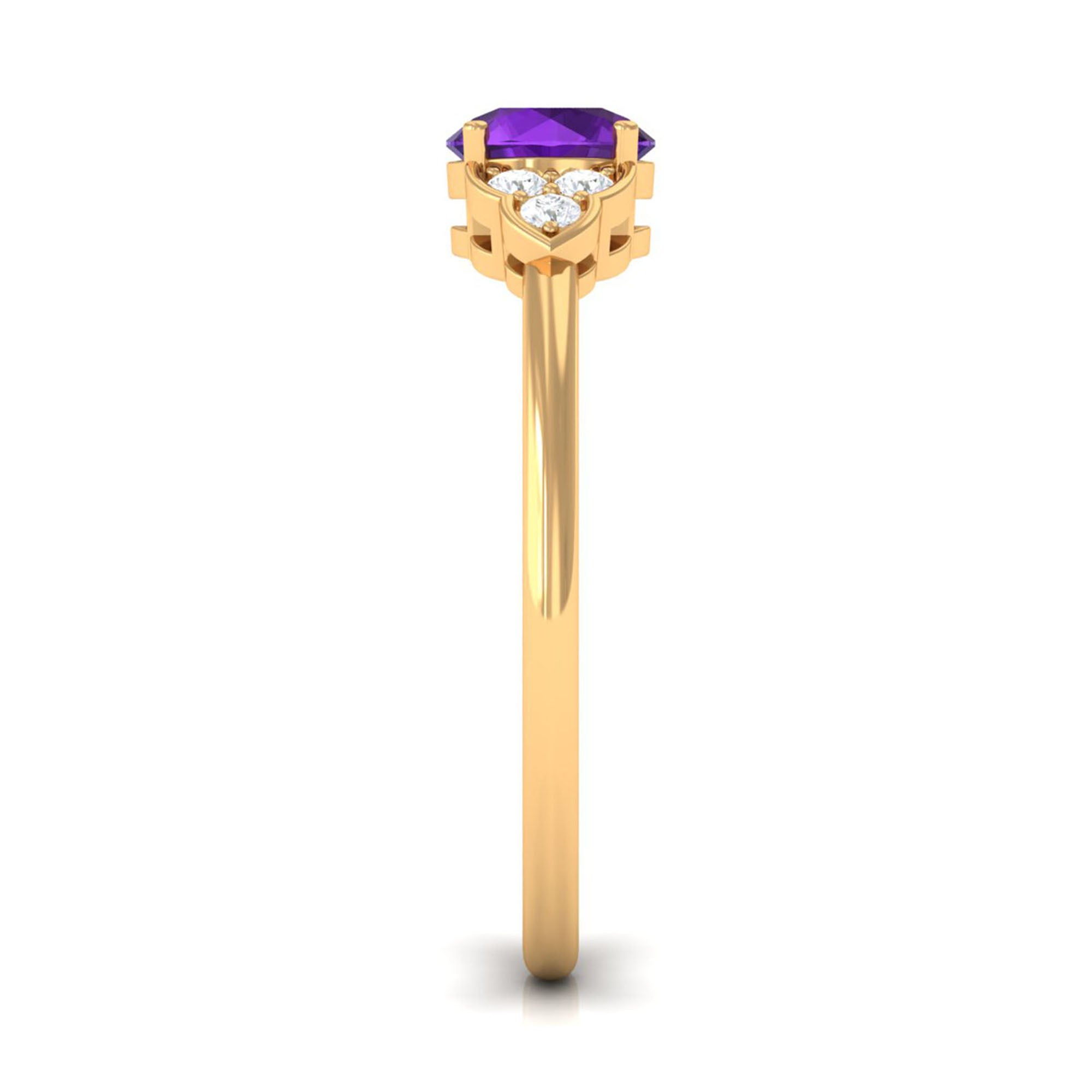 Round Amethyst and Diamond Engagement Ring