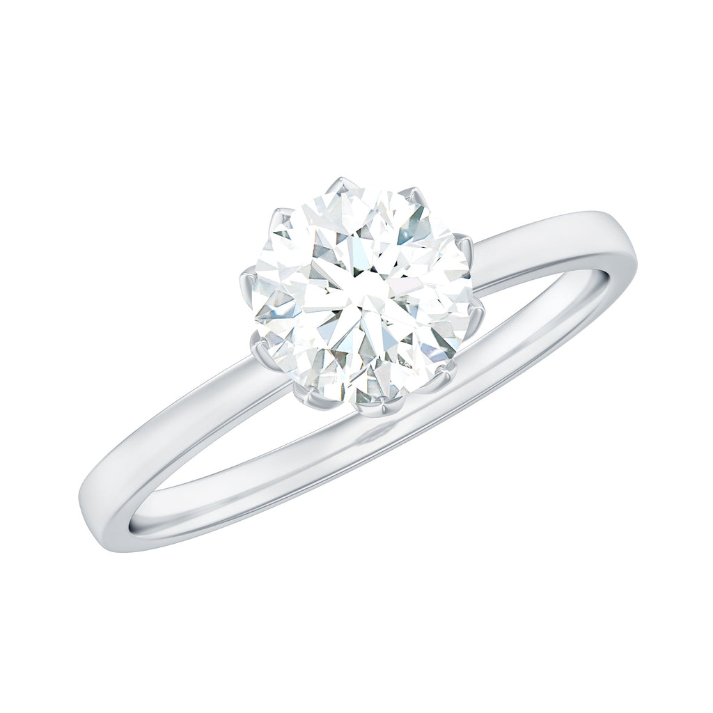 1 CT Simulated Diamond Solitaire Ring in Lotus Basket Setting