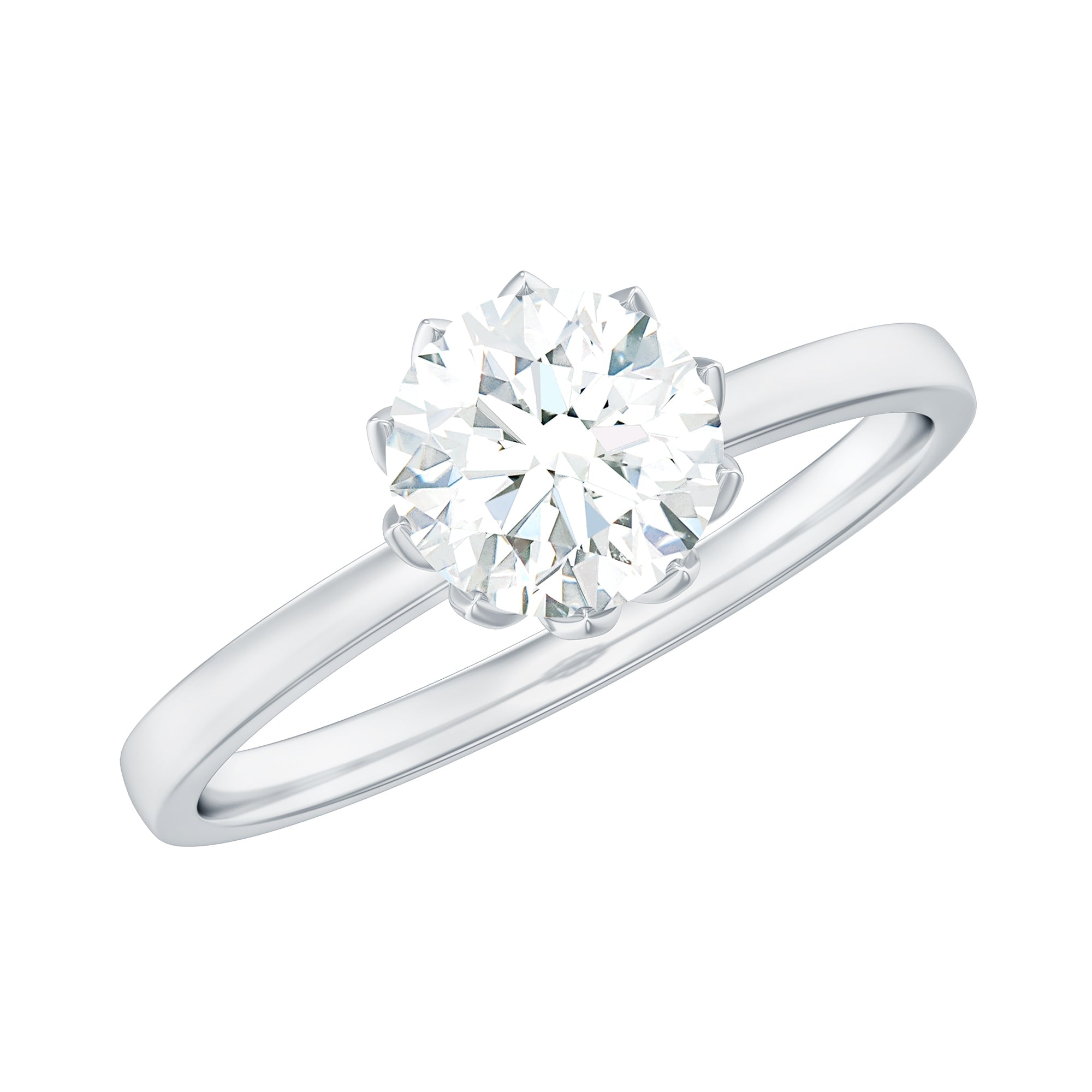 1 CT Simulated Diamond Solitaire Ring in Lotus Basket Setting