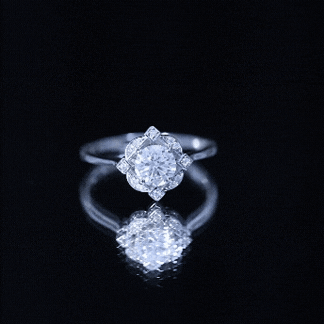 Vintage Inspired Zircon Engagement Ring in Gold