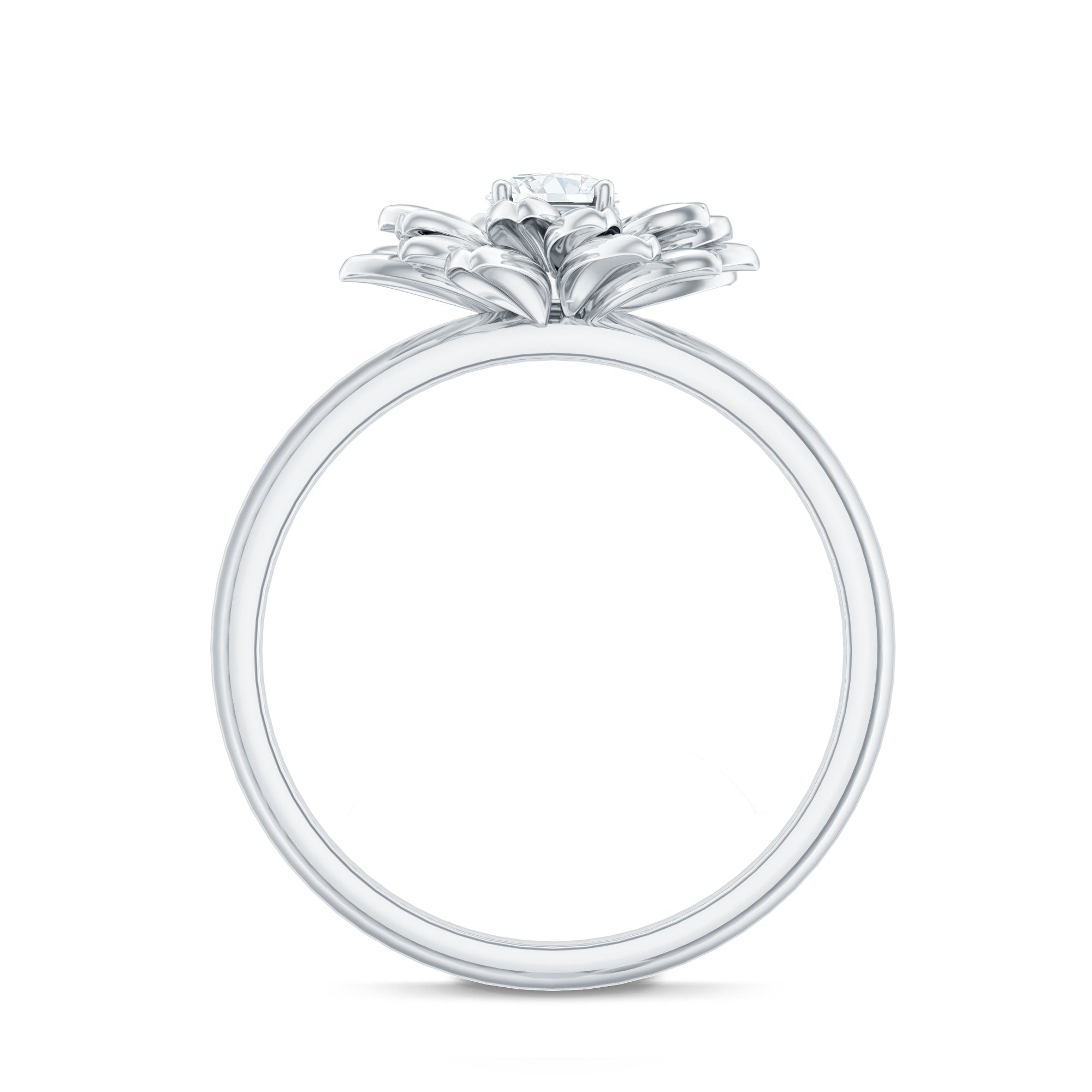 1/4 CT Round Cut Cubic Zirconia and Gold Flower Engagement Ring