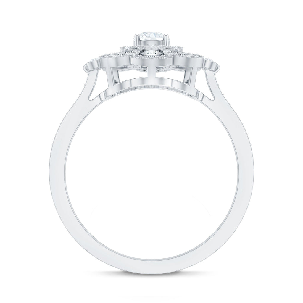 Certified Moissanite Antique Looking Engagement Ring for Women
