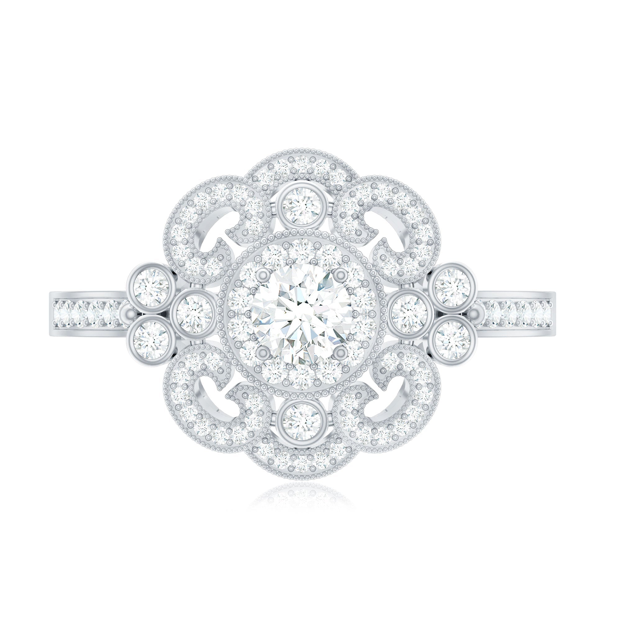 Certified Moissanite Antique Looking Engagement Ring for Women
