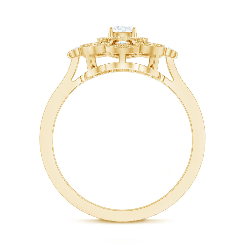 Certified Moissanite Antique Looking Engagement Ring for Women