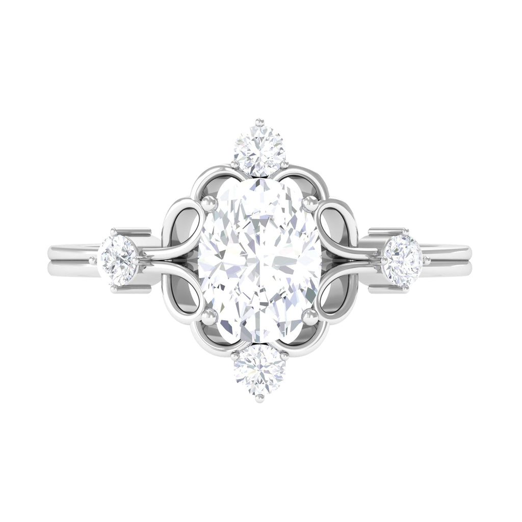 2.25 CT Oval Cut Solitaire Simulated Diamond Gold Cocktail Ring