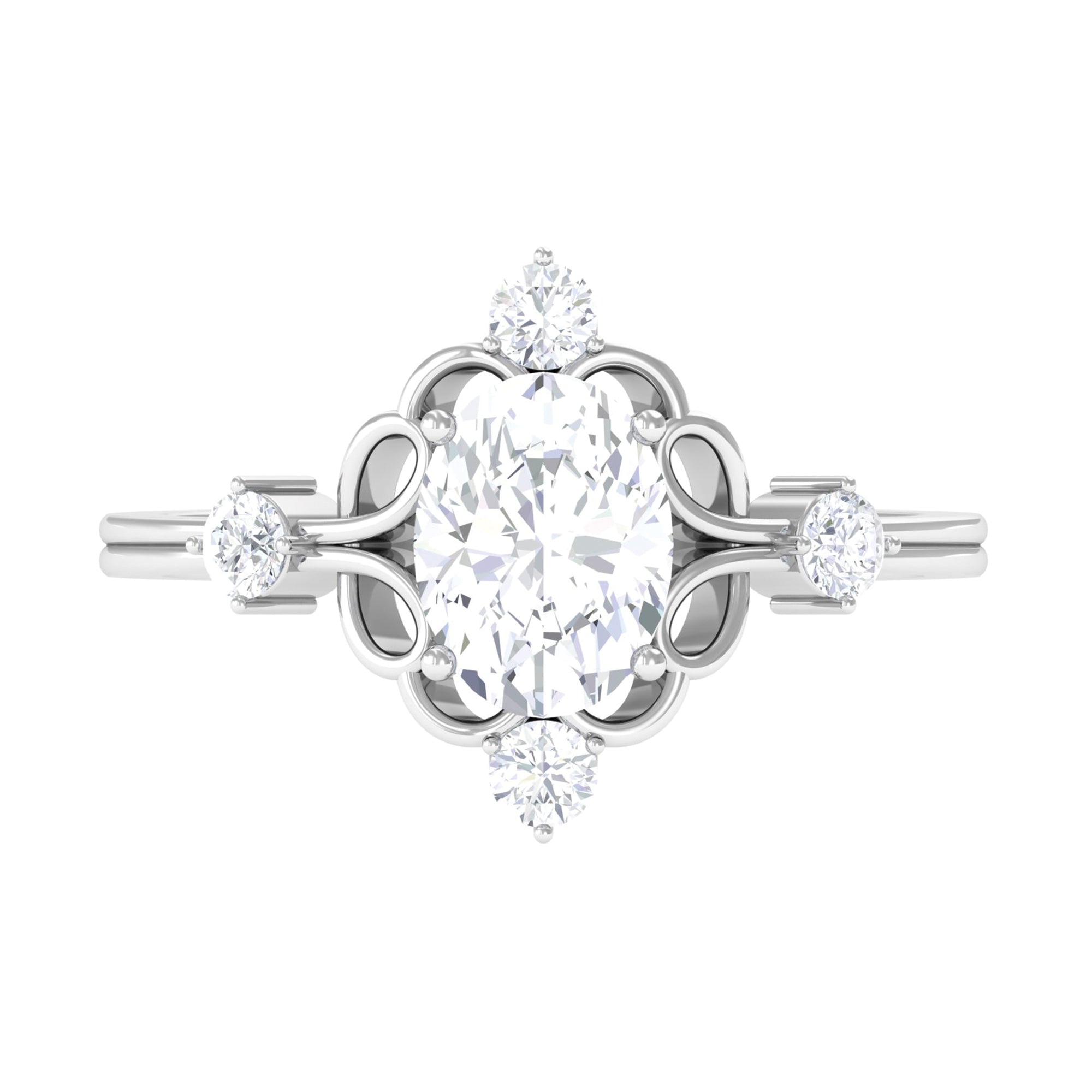 2.25 CT Oval Cut Solitaire Simulated Diamond Gold Cocktail Ring