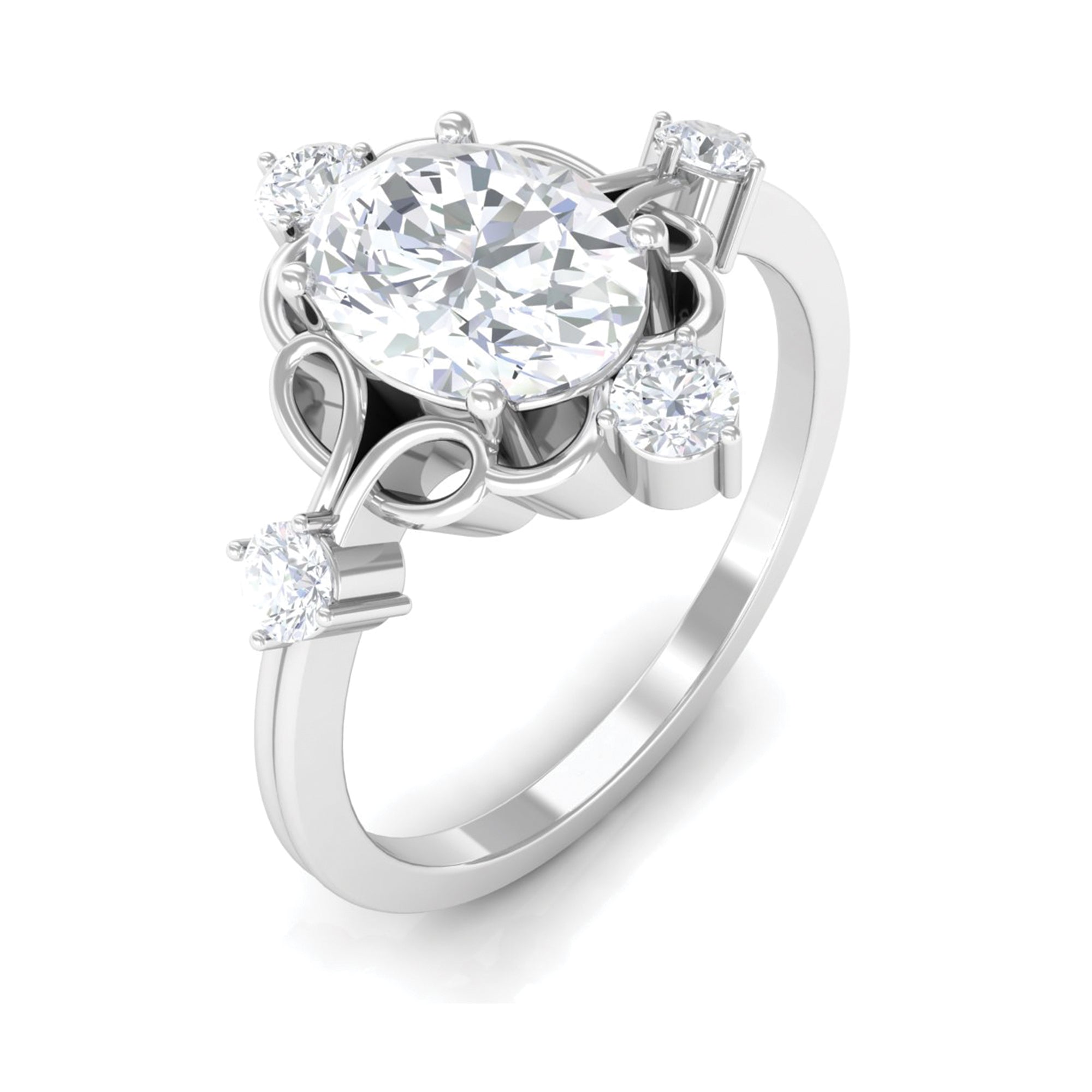 2.25 CT Oval Cut Solitaire Simulated Diamond Gold Cocktail Ring