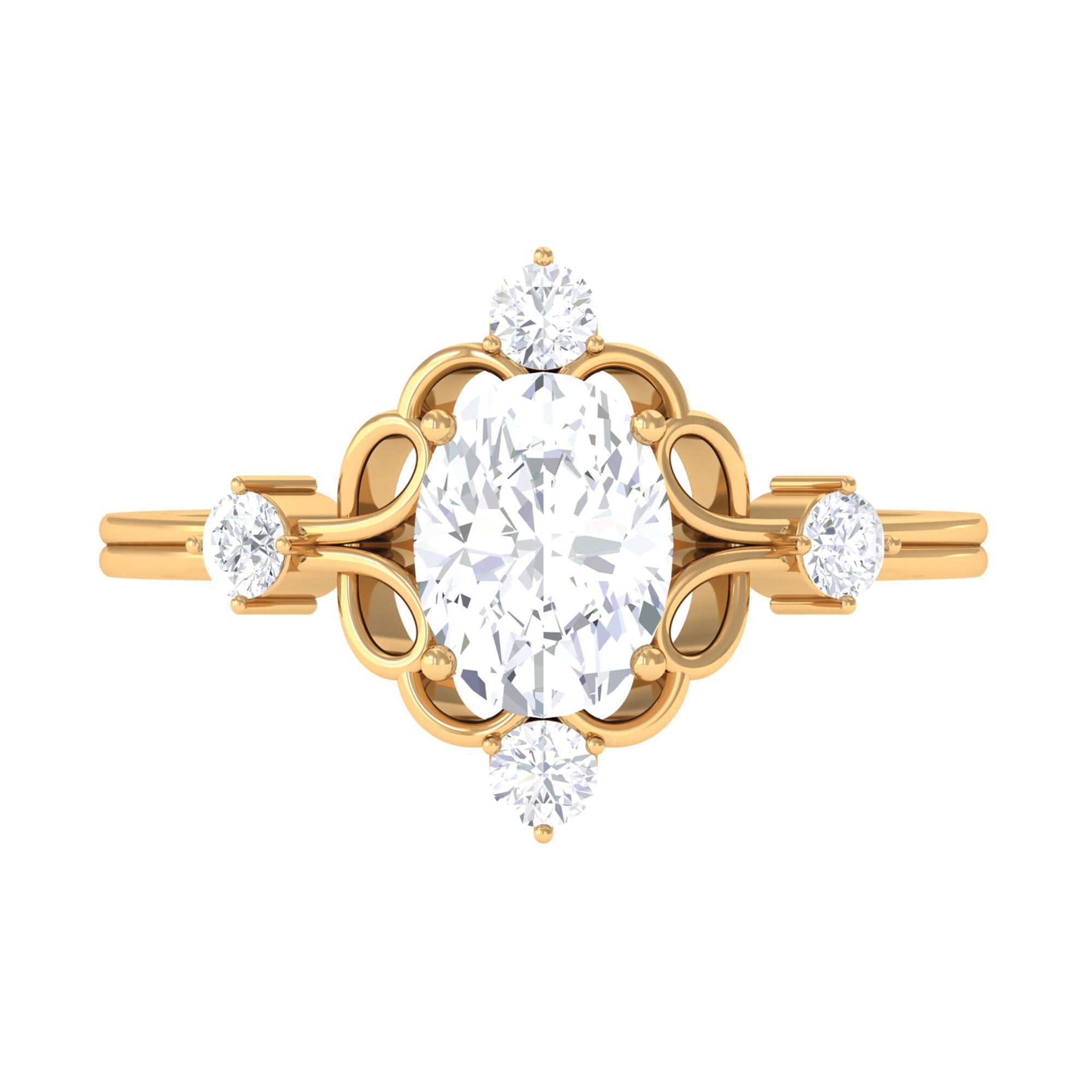 2.25 CT Oval Cut Solitaire Simulated Diamond Gold Cocktail Ring