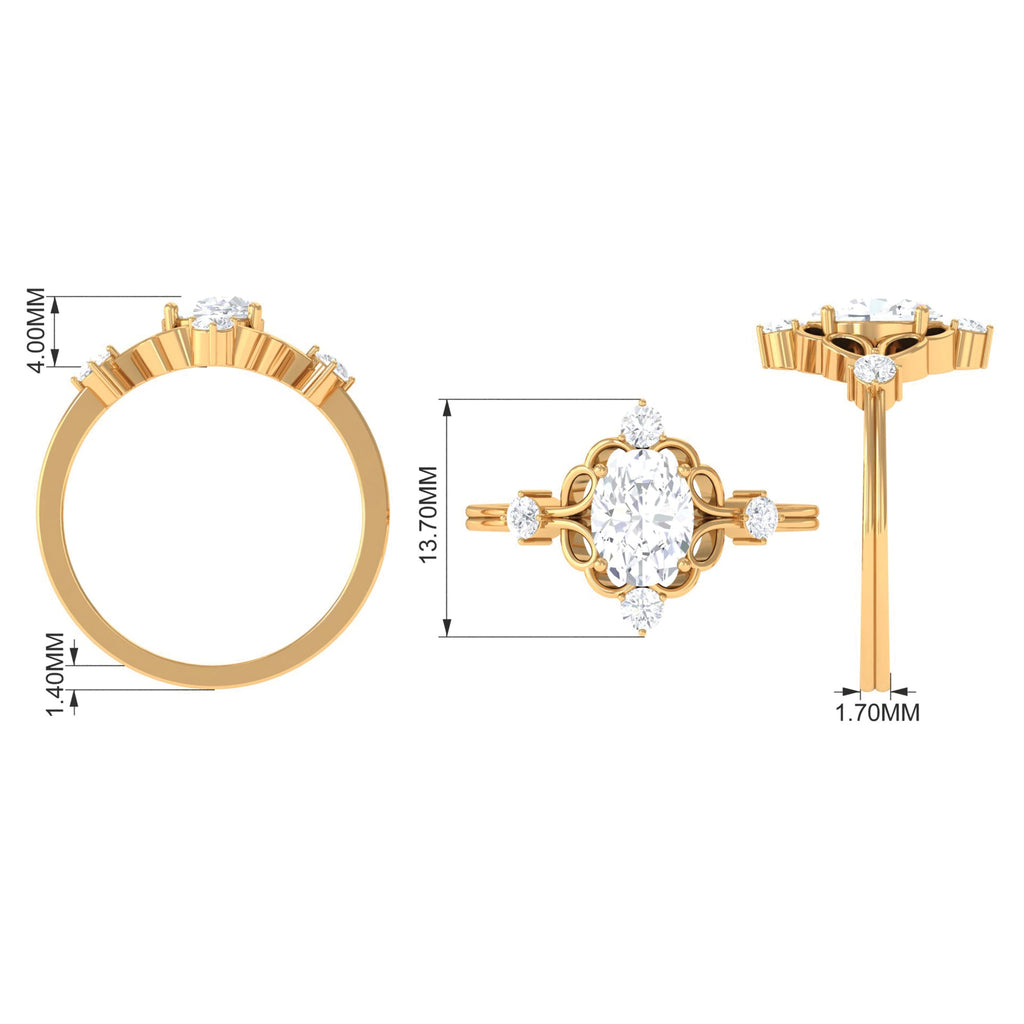 2.25 CT Oval Cut Solitaire Simulated Diamond Gold Cocktail Ring