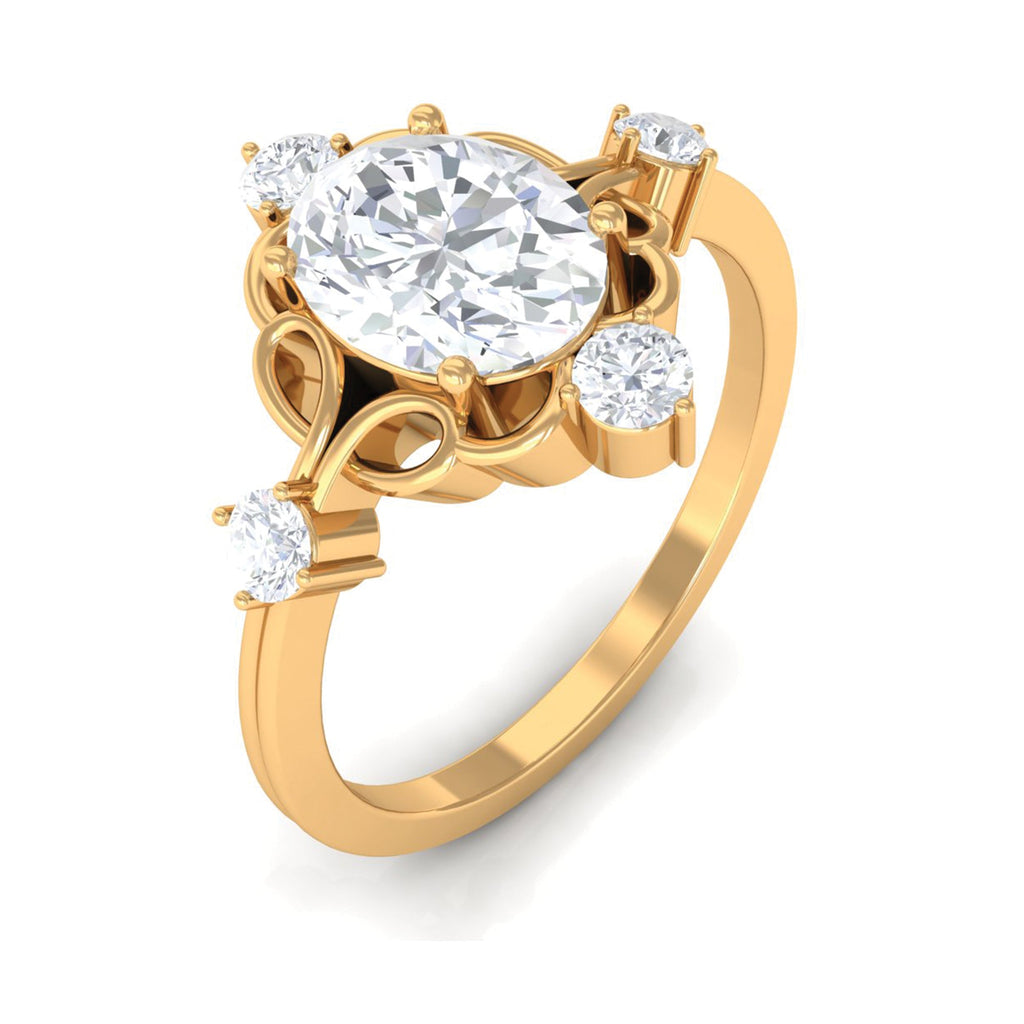 2.25 CT Oval Cut Solitaire Simulated Diamond Gold Cocktail Ring