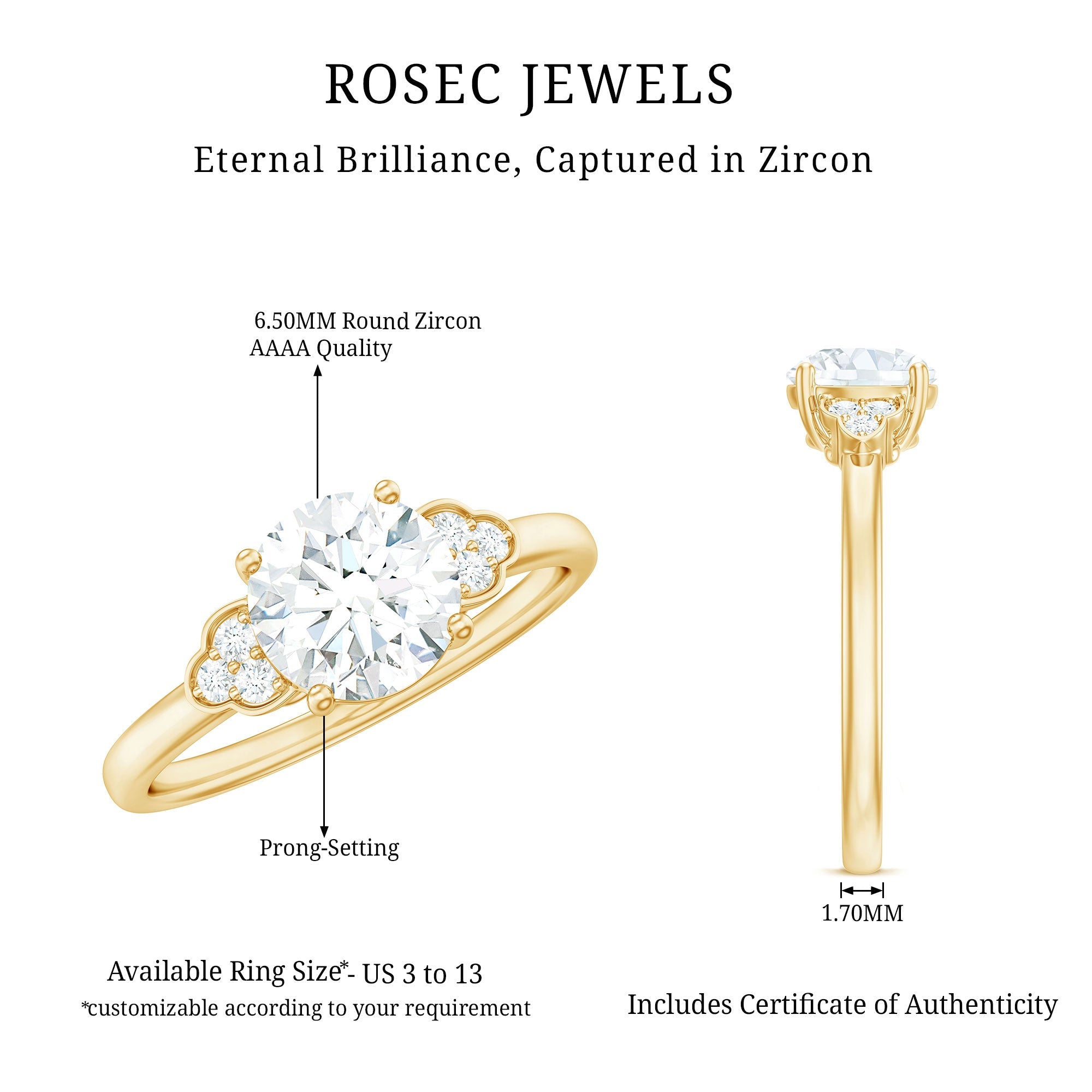 1.25 CT Round Simulated Diamond Solitaire Engagement Ring