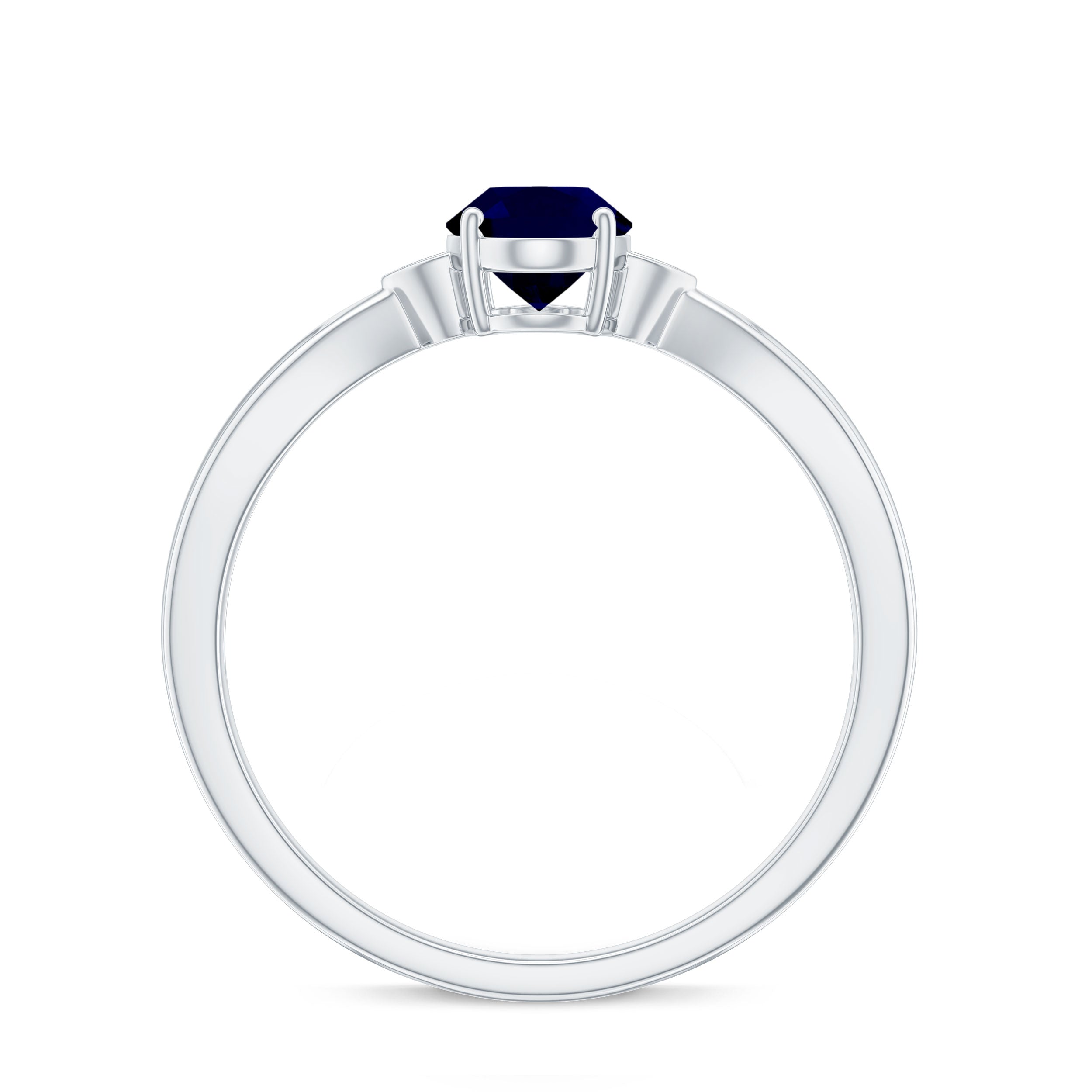Oval Shape Real Blue Sapphire Solitaire Ring with Diamond