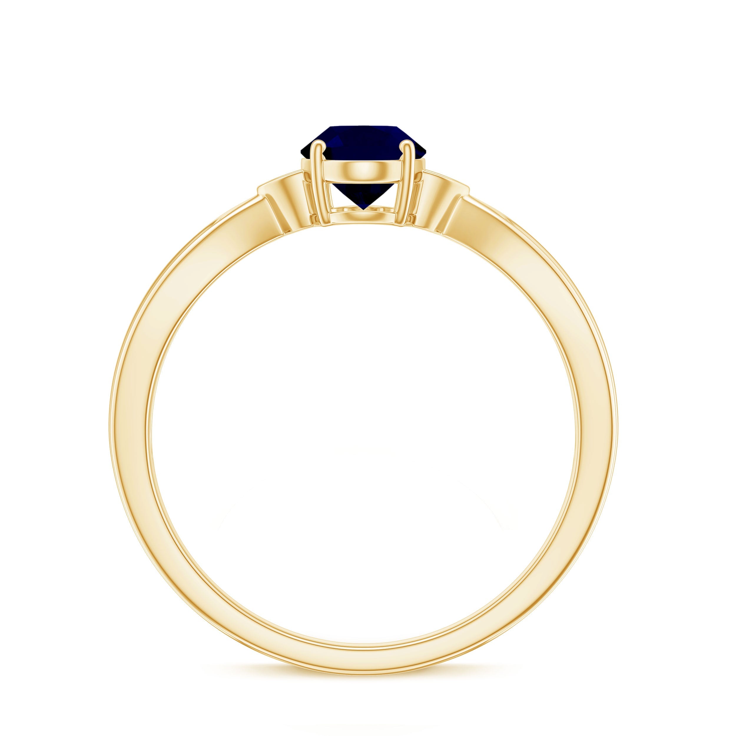 Oval Shape Real Blue Sapphire Solitaire Ring with Diamond