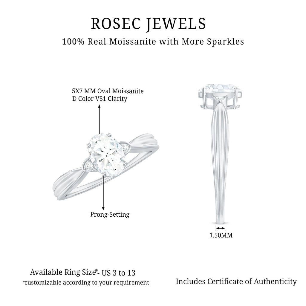 Oval Moissanite Solitaire Engagement Ring with Certificate