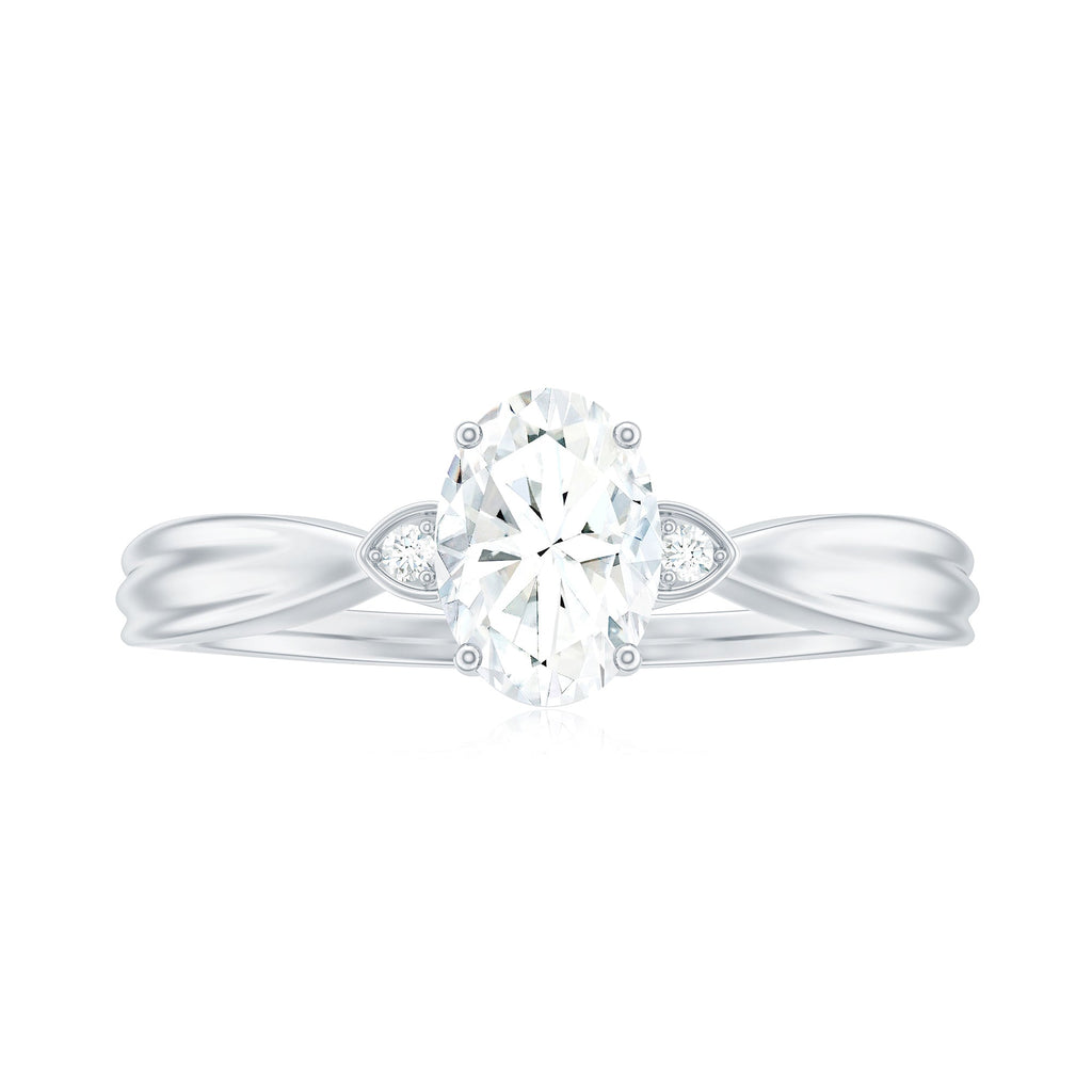 Oval Moissanite Solitaire Engagement Ring with Certificate