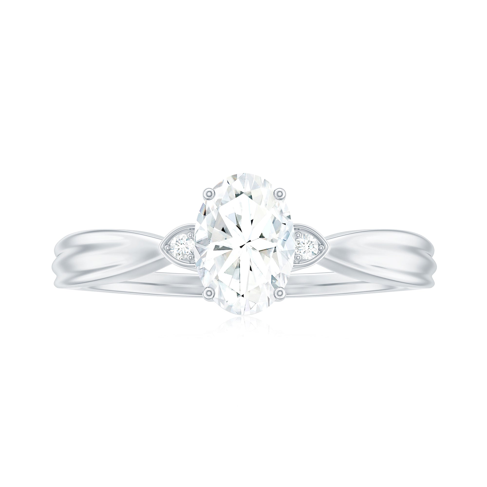 Oval Moissanite Solitaire Engagement Ring with Certificate