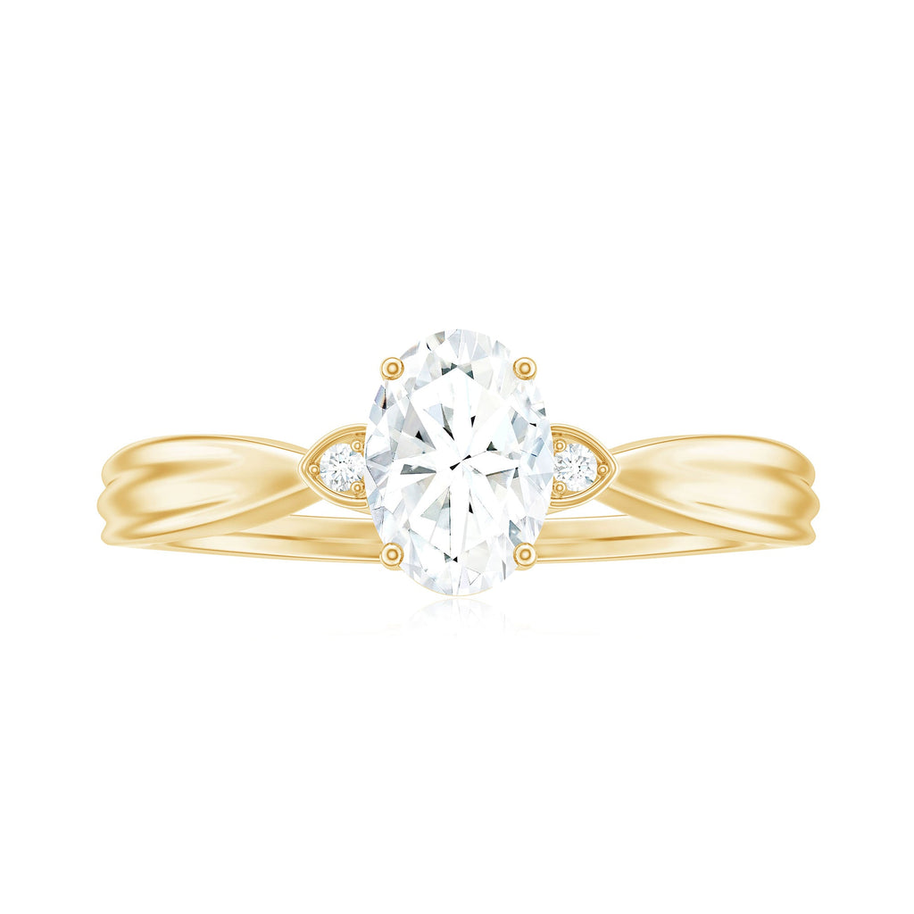 Oval Moissanite Solitaire Engagement Ring with Certificate