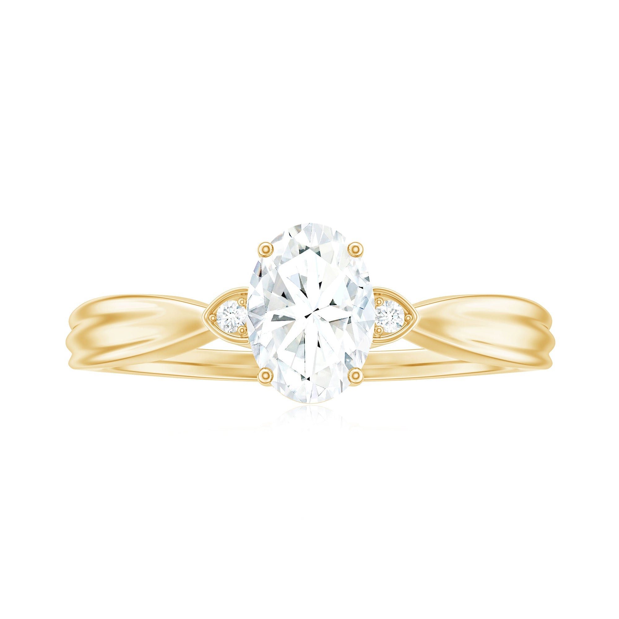 Oval Moissanite Solitaire Engagement Ring with Certificate