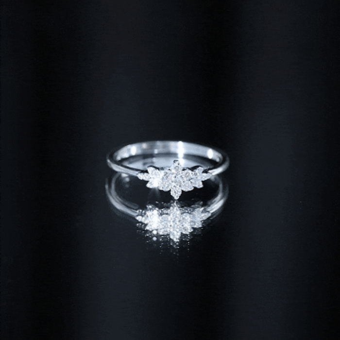 Certified Moissanite Flower Cluster Ring for Women