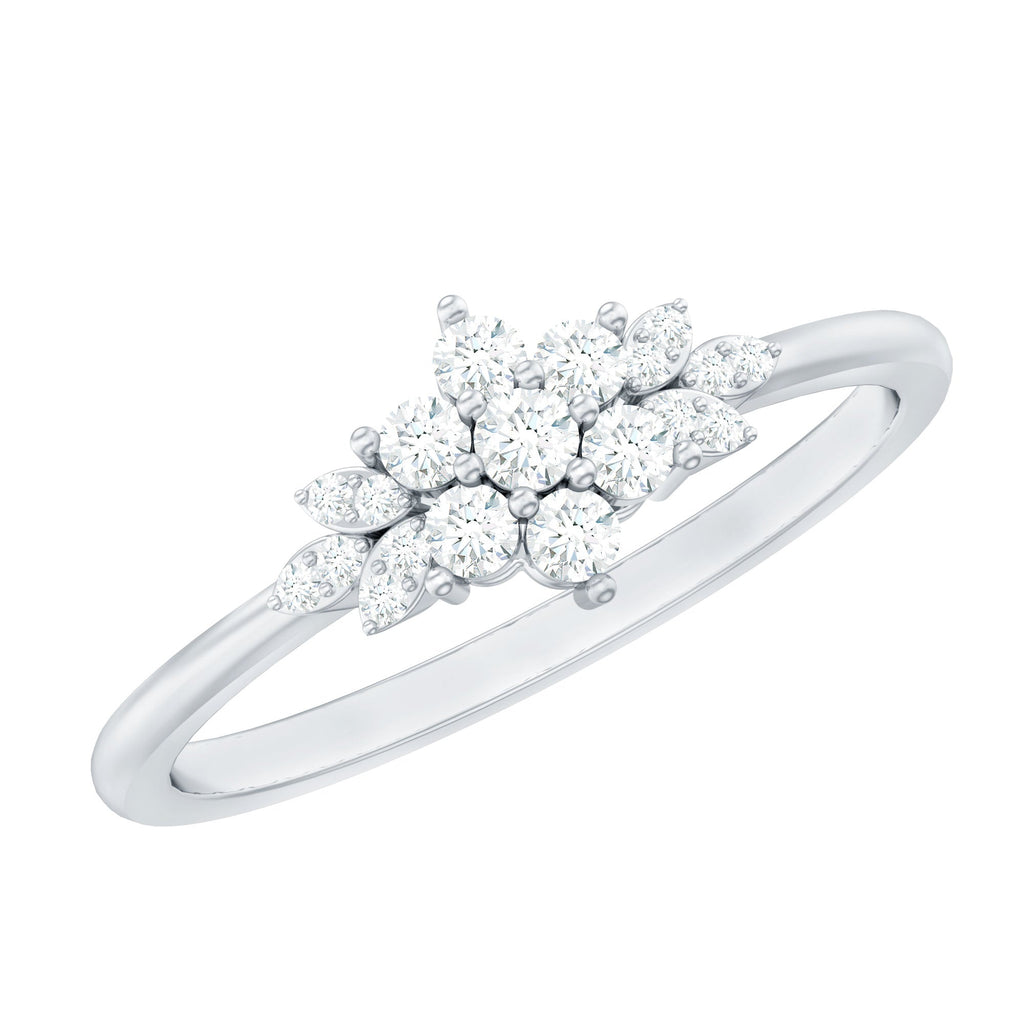 Certified Moissanite Flower Cluster Ring for Women