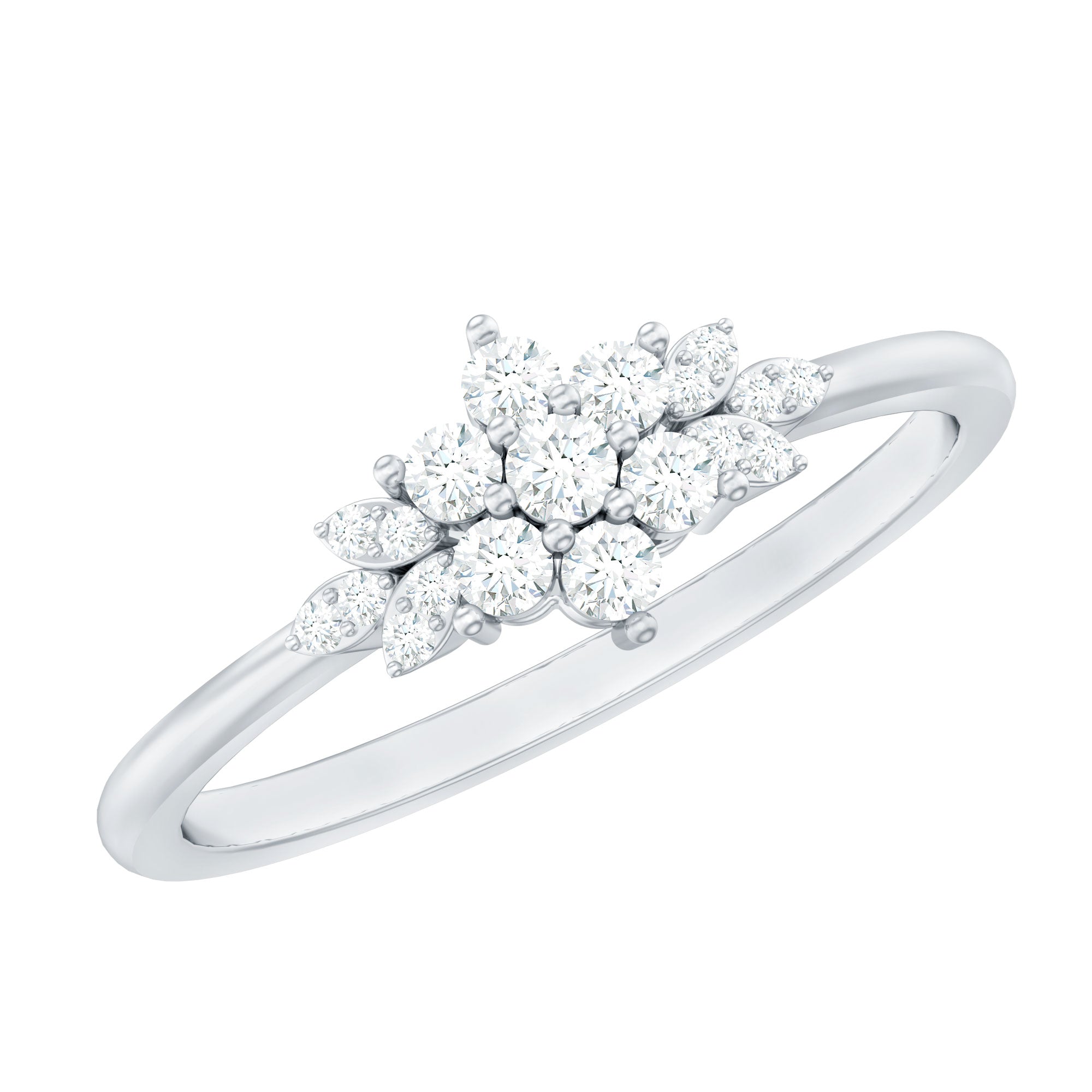 Certified Moissanite Flower Cluster Ring for Women