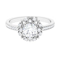 1.5 CT Round Certified Zircon Flower Engagement Ring