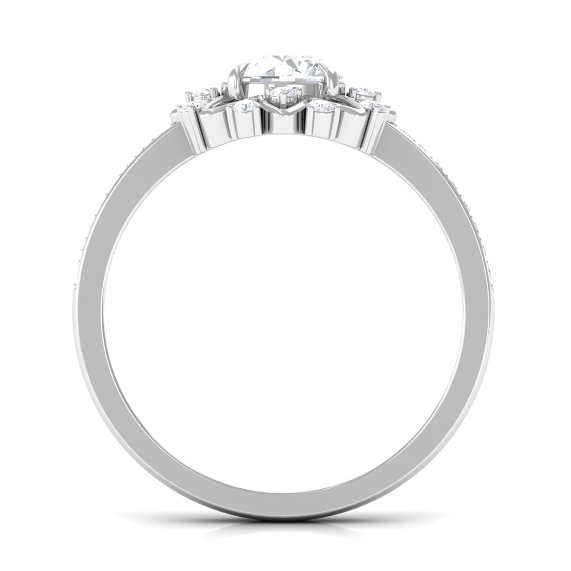 1.5 CT Round Certified Zircon Flower Engagement Ring