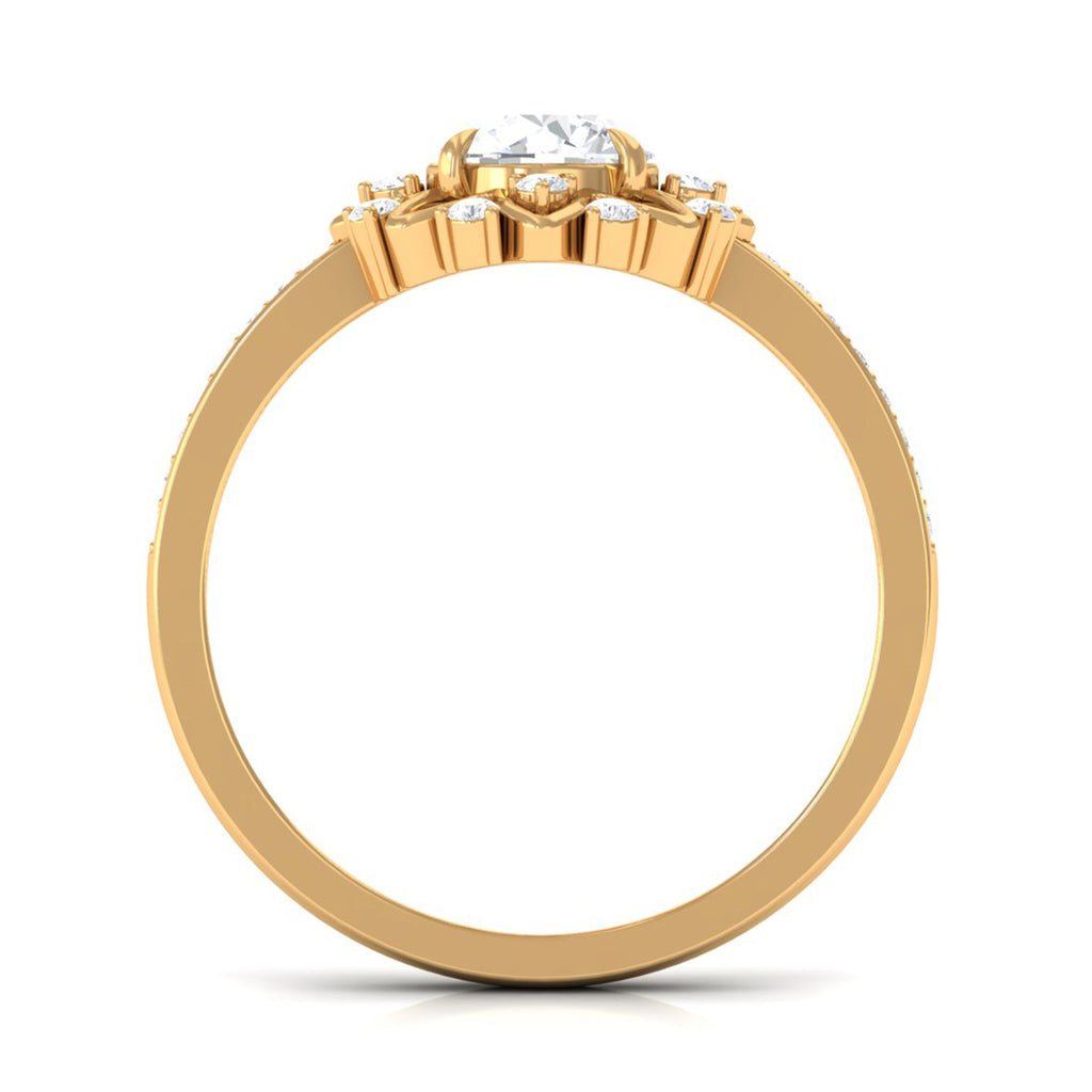 1.5 CT Round Certified Zircon Flower Engagement Ring