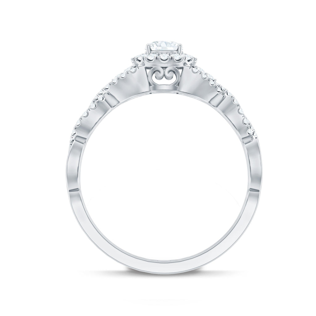 Vintage Crossover Engagement Ring with Cubic Zirconia
