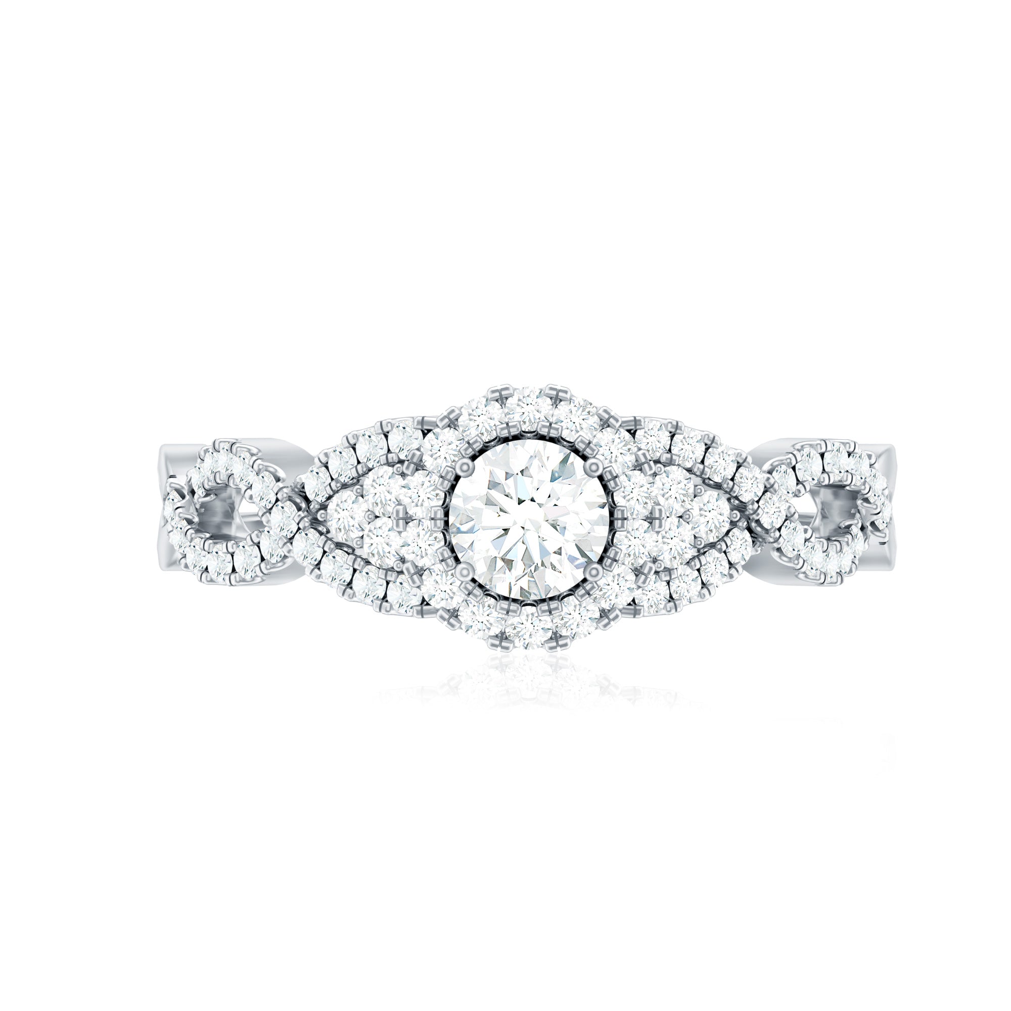 Vintage Crossover Engagement Ring with Cubic Zirconia
