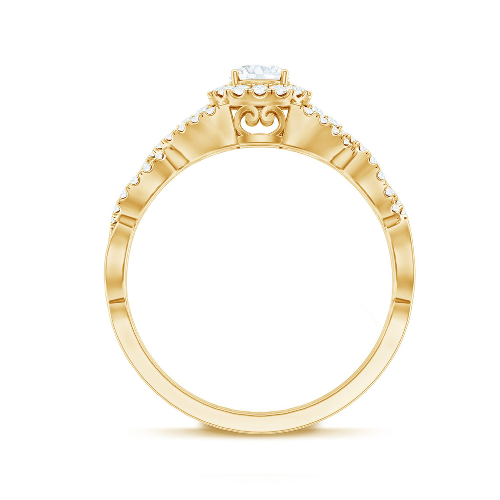 Vintage Crossover Engagement Ring with Cubic Zirconia