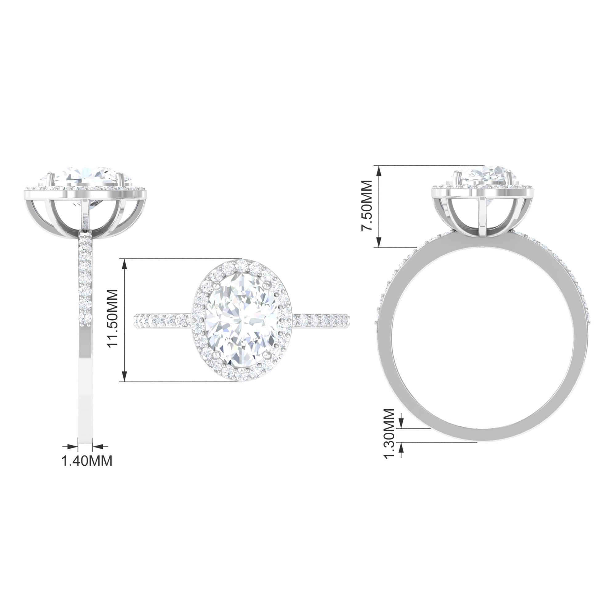 Oval Zircon Classic Halo Engagement Ring