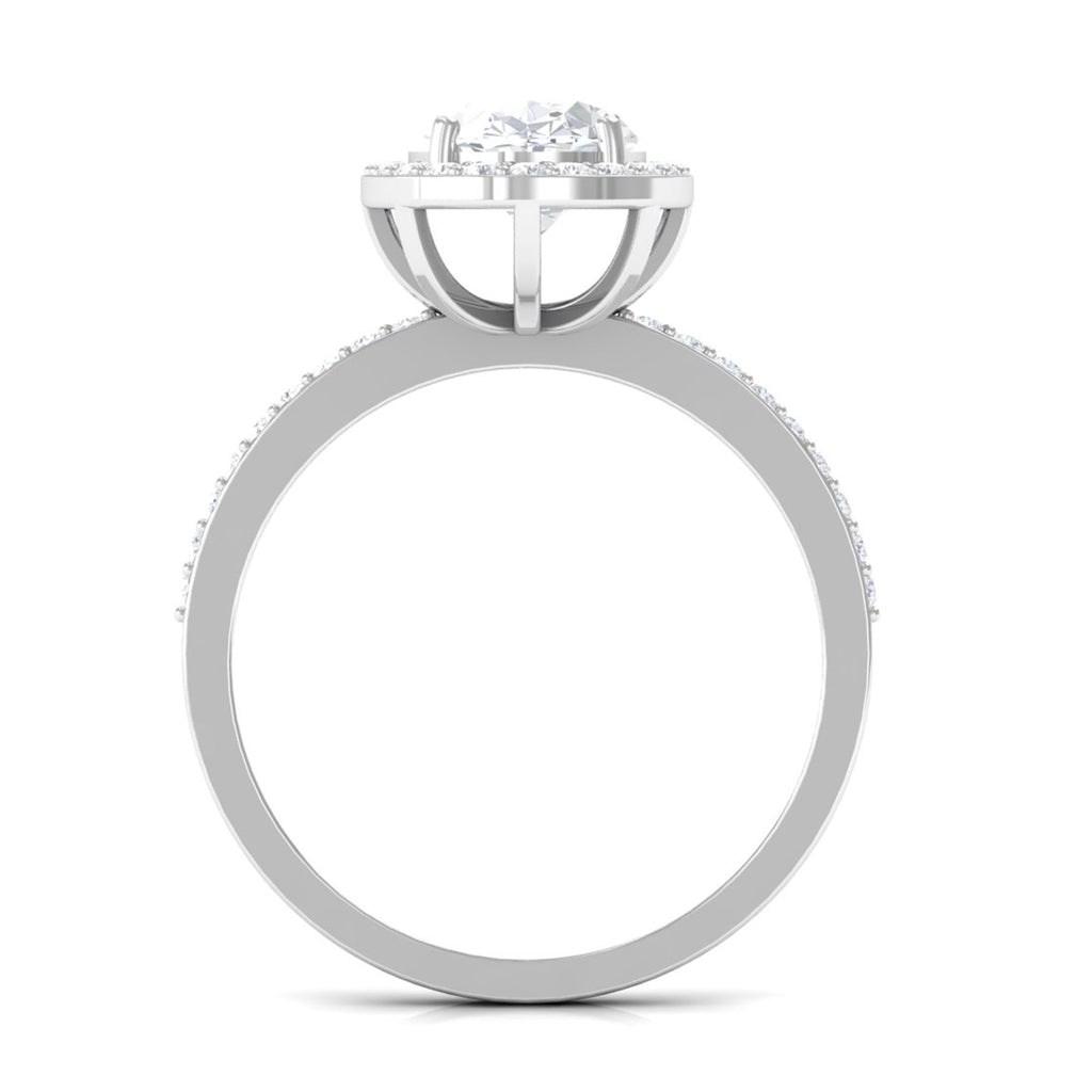 Oval Zircon Classic Halo Engagement Ring
