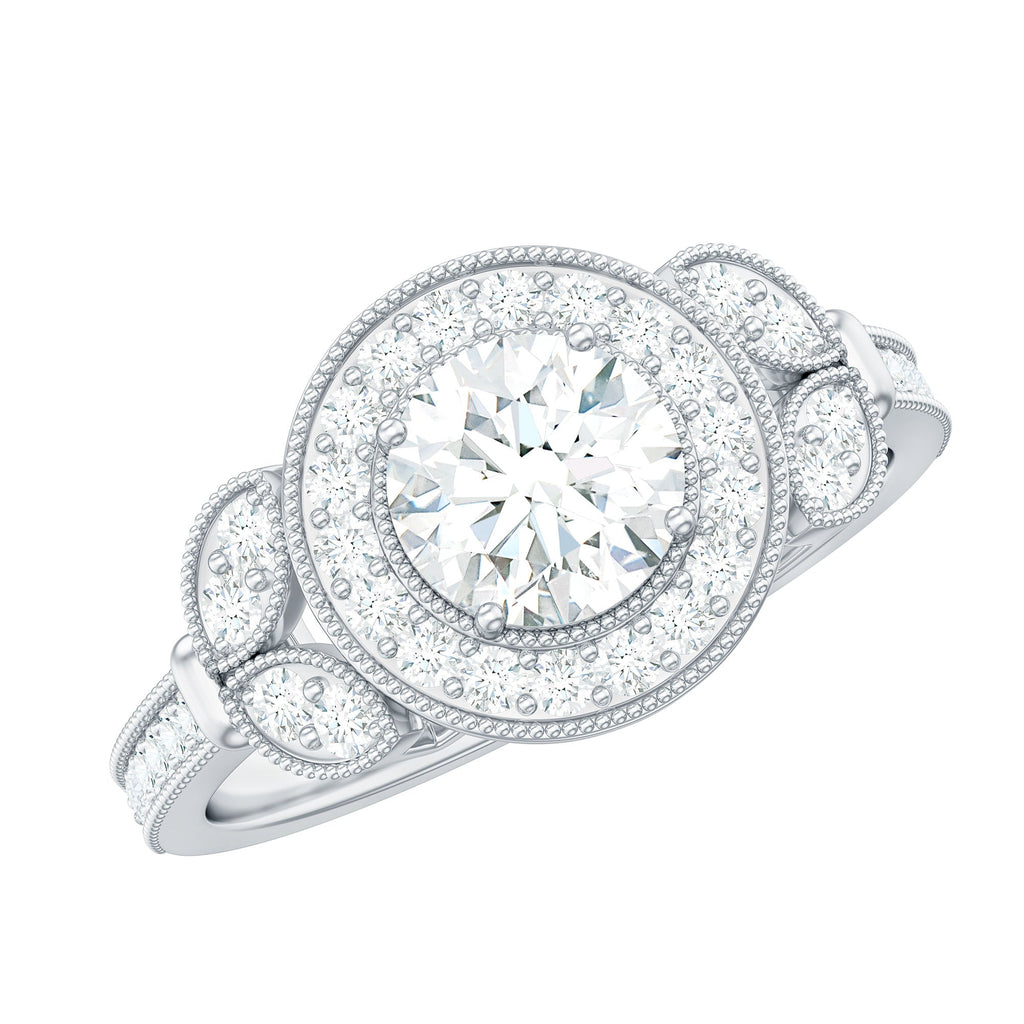 Vintage Inspired Cubic Zirconia Gold Engagement Ring
