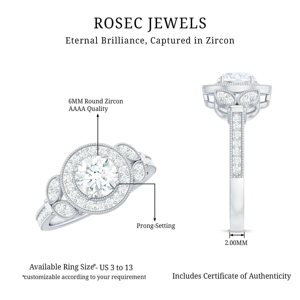 Vintage Inspired Cubic Zirconia Gold Engagement Ring
