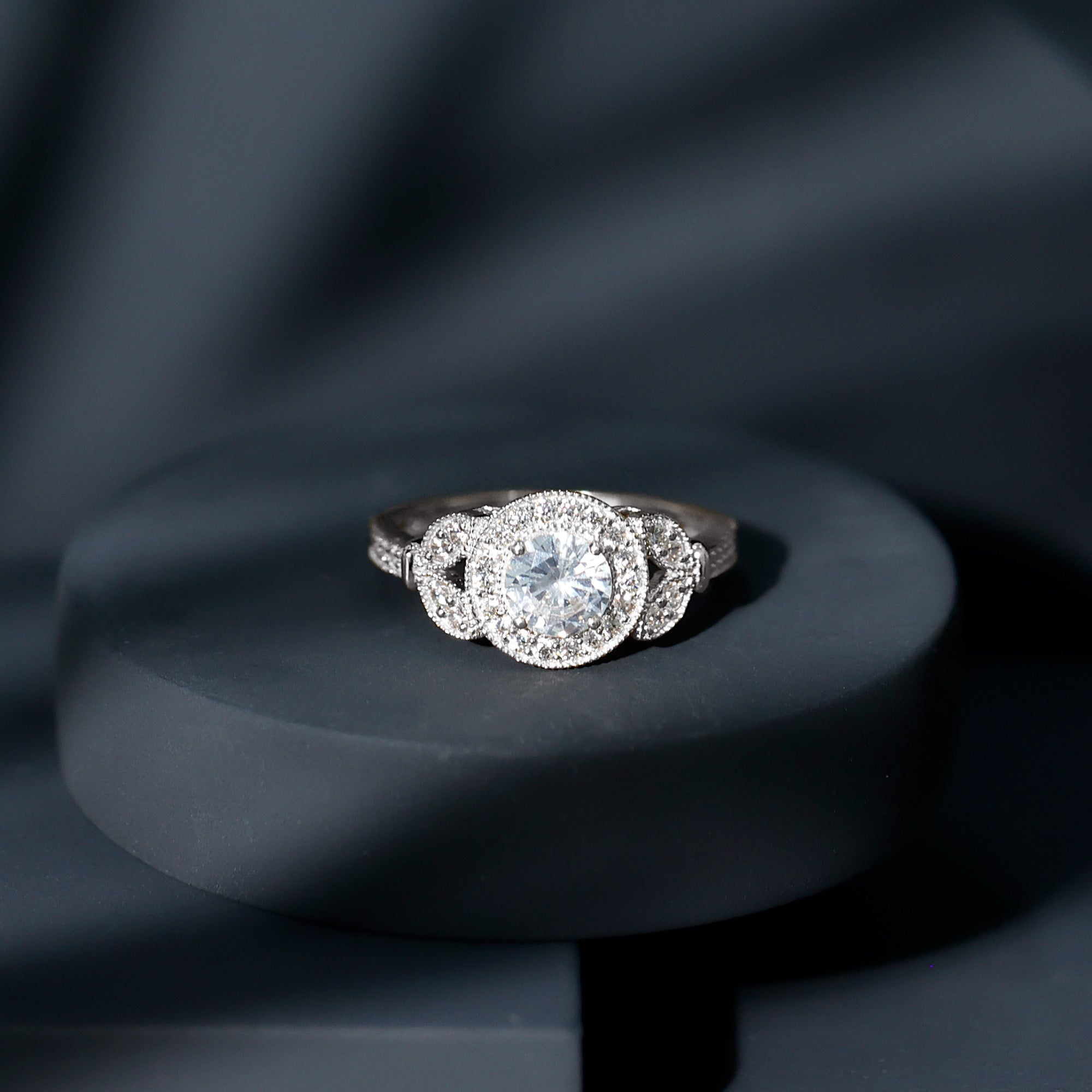 Vintage Inspired Cubic Zirconia Gold Engagement Ring