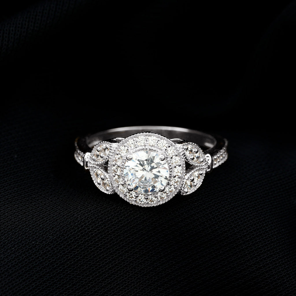 Vintage Inspired Cubic Zirconia Gold Engagement Ring