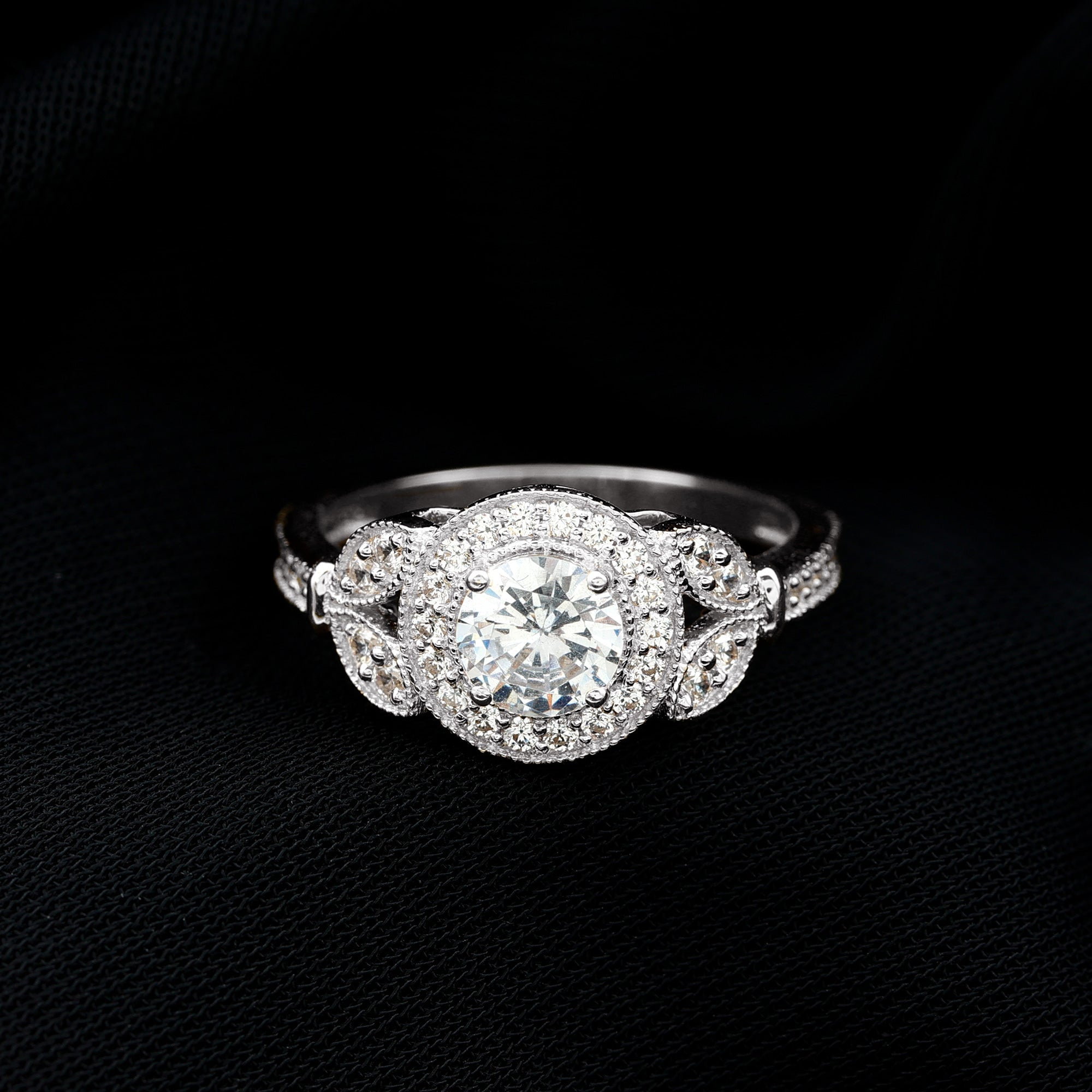 Vintage Inspired Cubic Zirconia Gold Engagement Ring