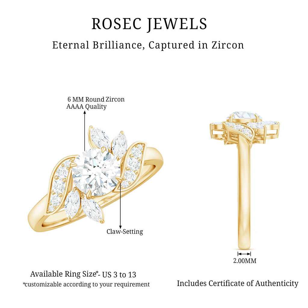 1.75 CT Simulated Diamond Flower Engagement Ring
