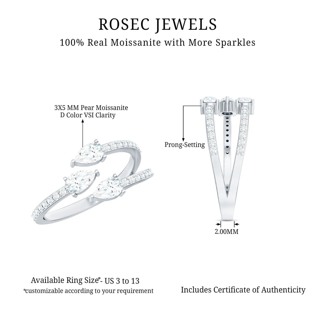 East West Style Moissanite 3 Stone Wrap Ring