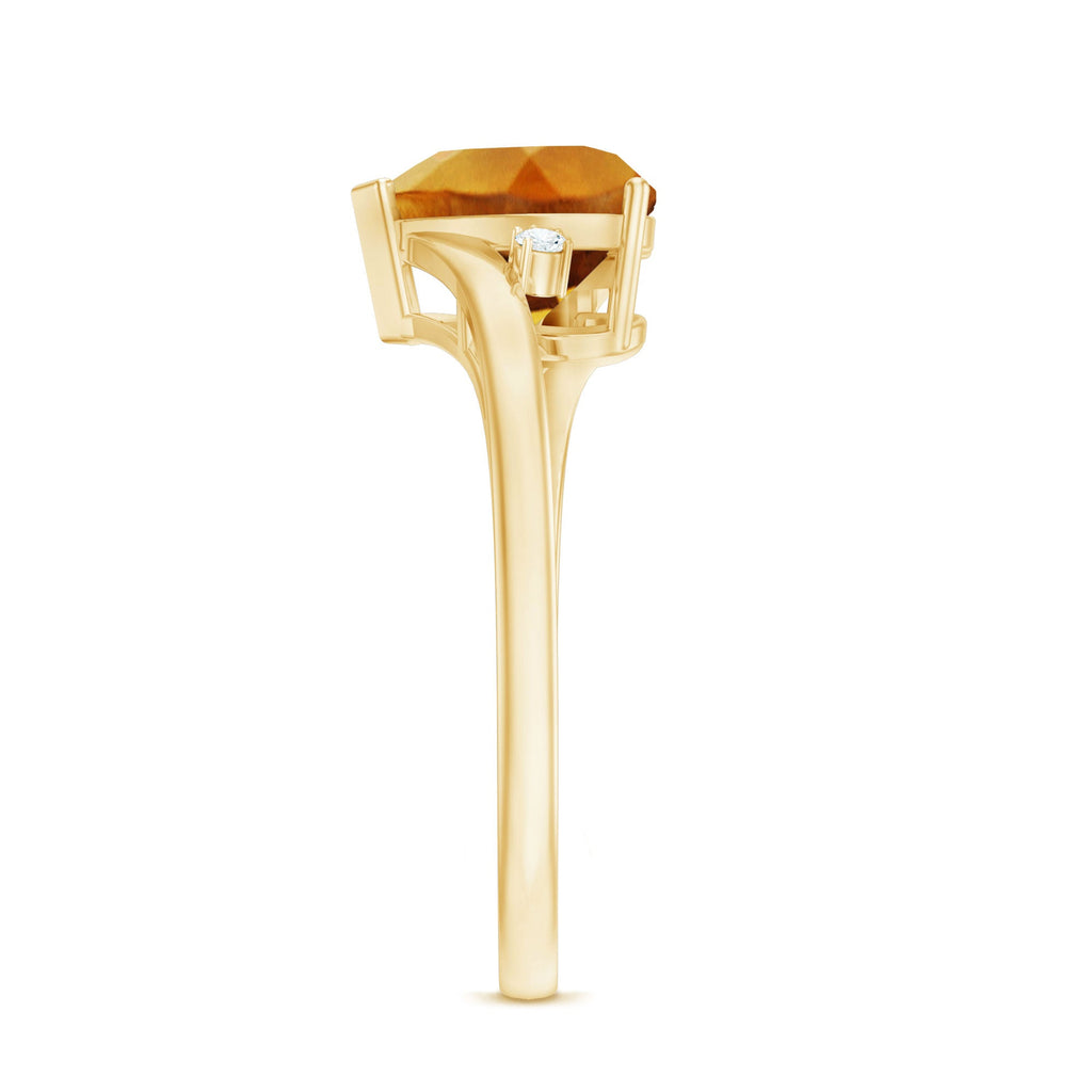 Natural 8mm Citrine Heart Engagement Ring with Diamond