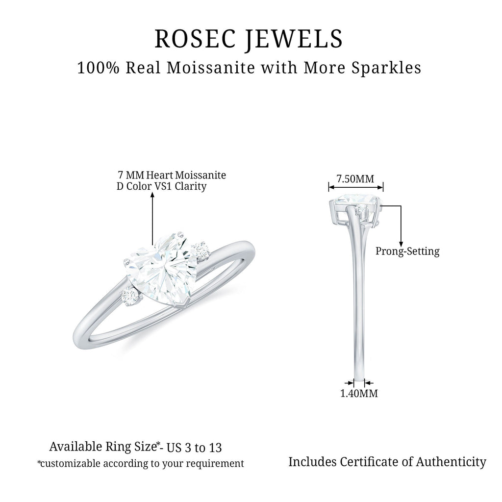 1 CT Solitaire Moissanite Heart Promise Ring