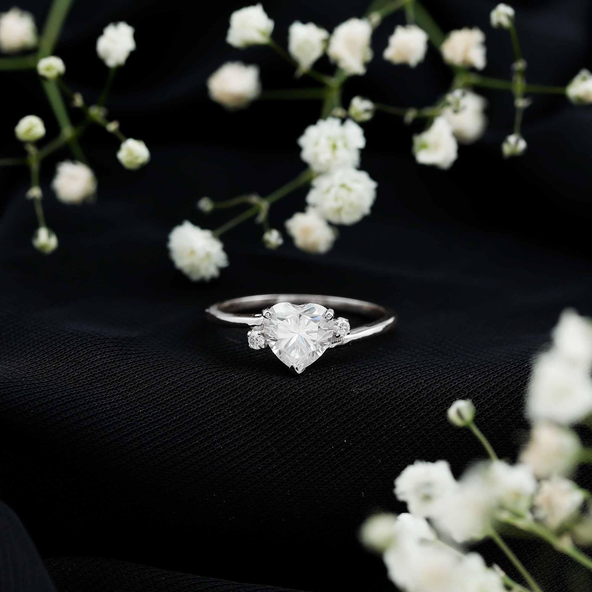 1 CT Solitaire Moissanite Heart Promise Ring