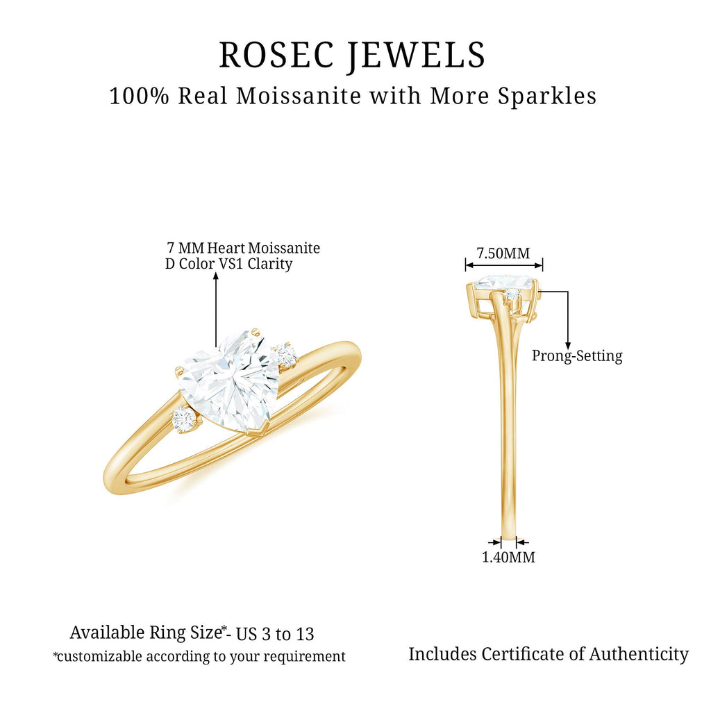 1 CT Solitaire Moissanite Heart Promise Ring