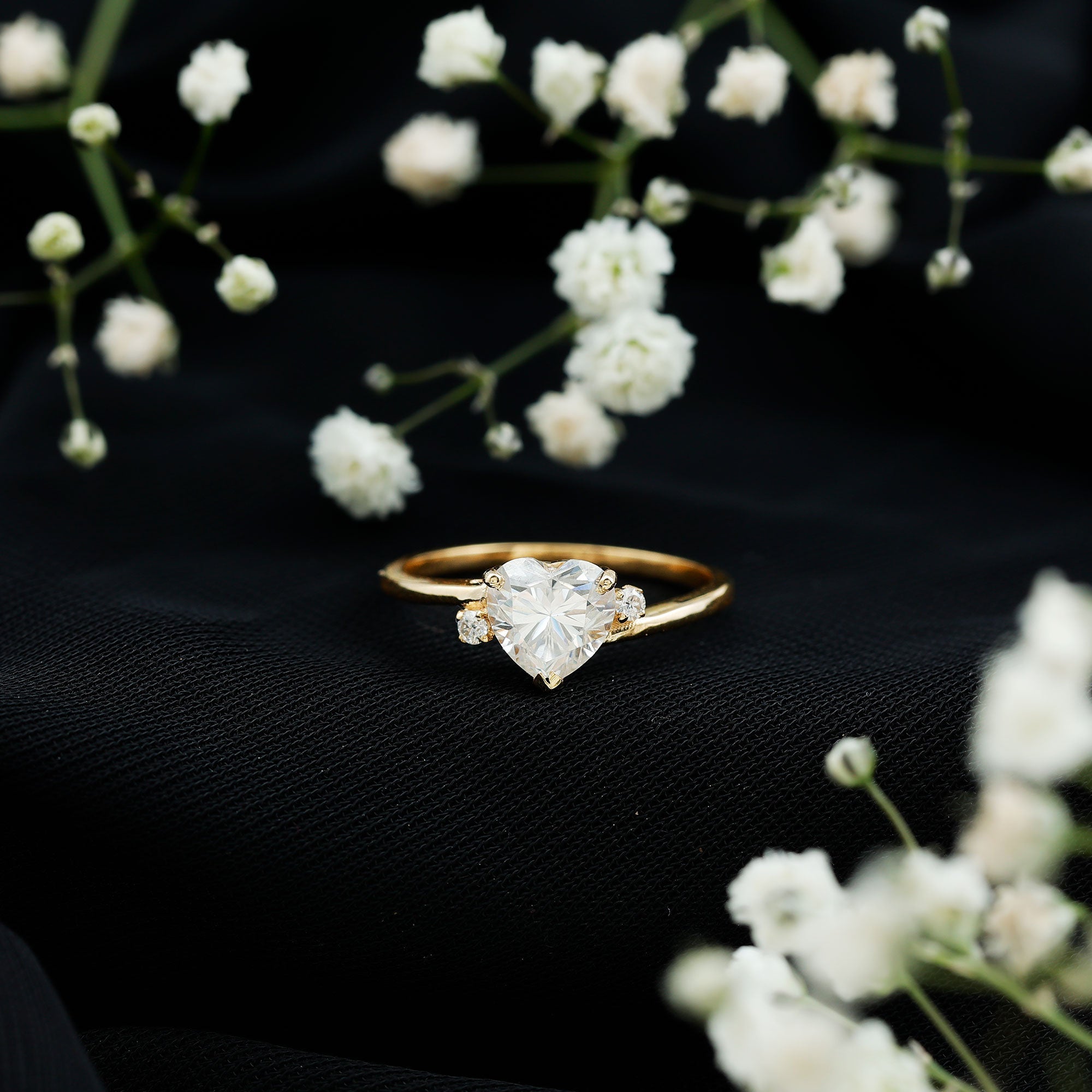 1 CT Solitaire Moissanite Heart Promise Ring