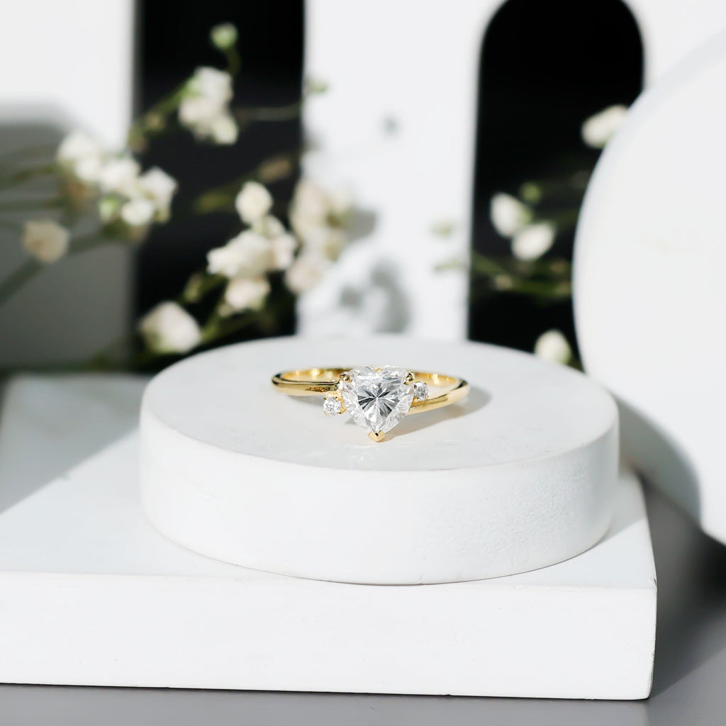 1 CT Solitaire Moissanite Heart Promise Ring