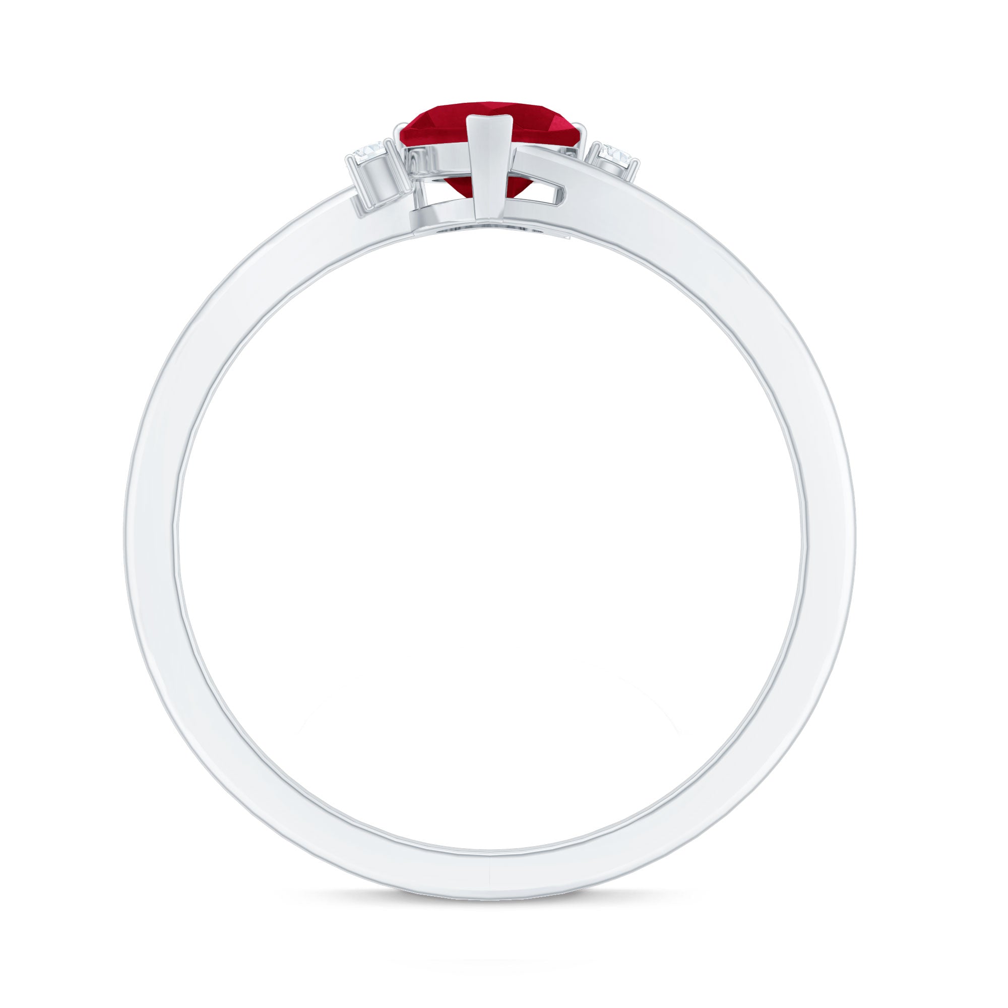 5MM Heart Shape Ruby Diamond Promise Ring