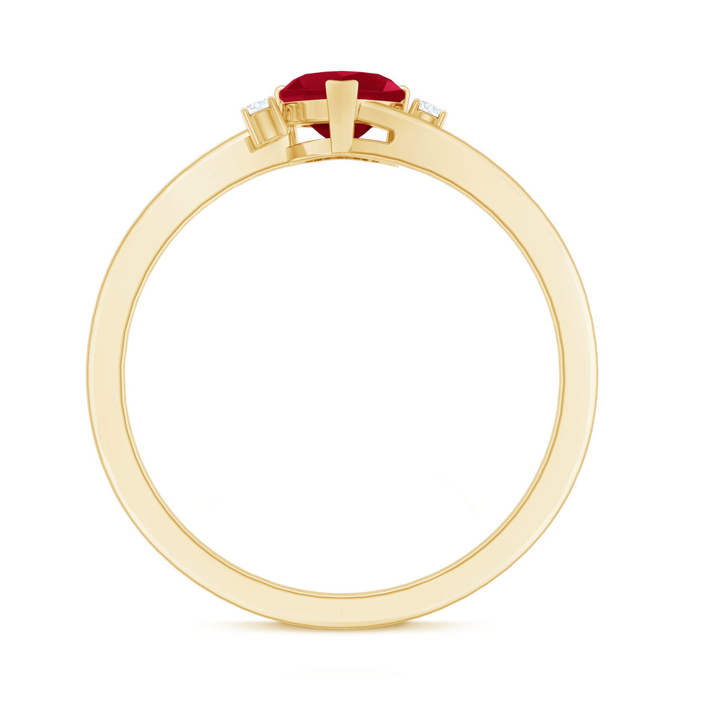 5MM Heart Shape Ruby Diamond Promise Ring