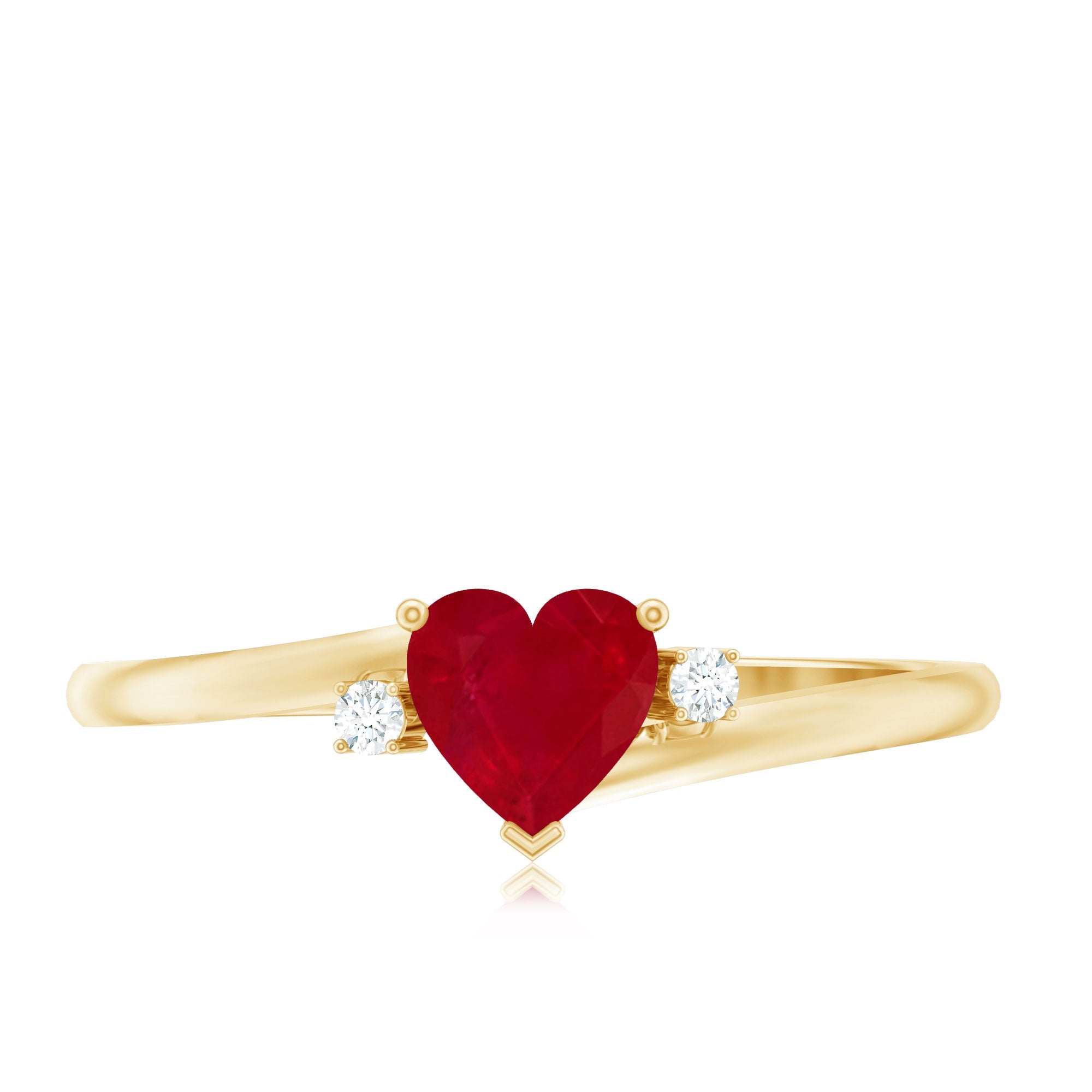 5MM Heart Shape Ruby Diamond Promise Ring
